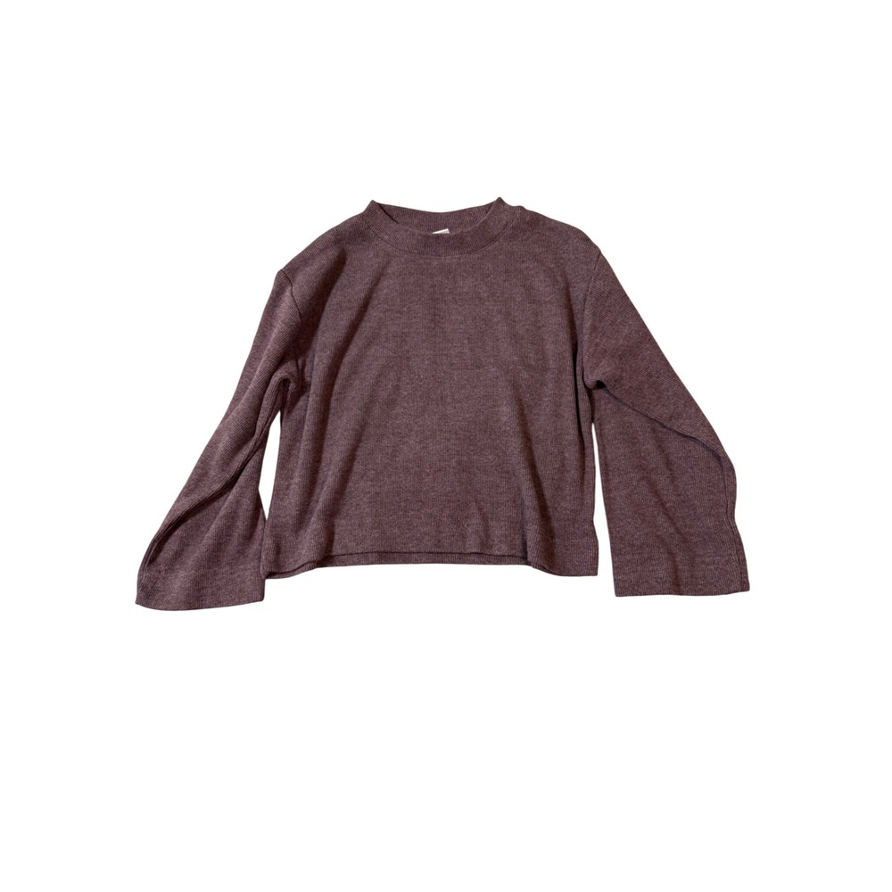 Zara Size 6/7 Kid Maroon Long Sleeve‎ Shirt Crew Neck Soft Causal Warm Layering